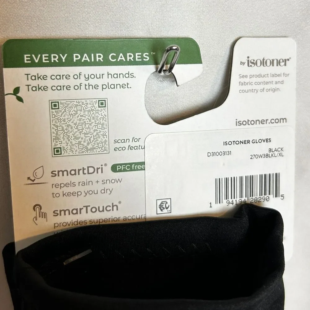 NWT Isotoner Warm Fleece Lining Stretch Cold Weather Stretch Gloves S13